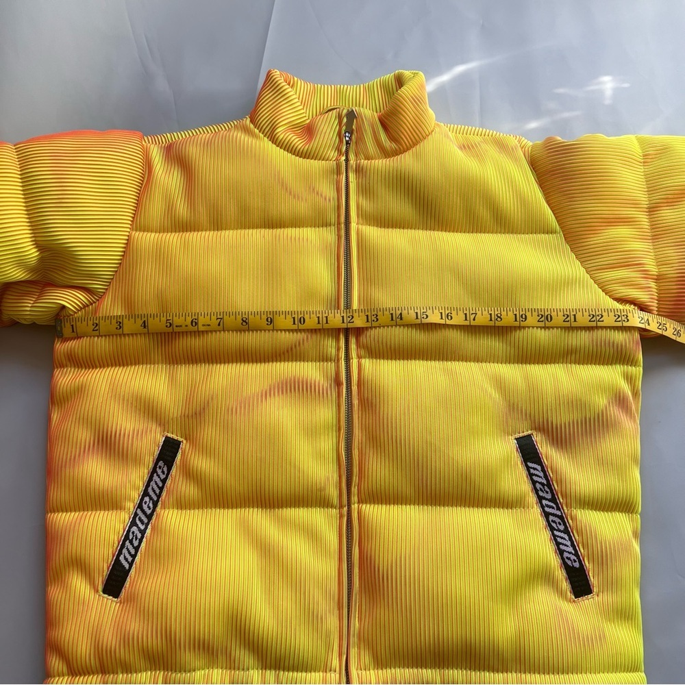 MadeMe New York Lenticular Yellow Mesh Puffer Coat Women Small - Picture 9 of 10